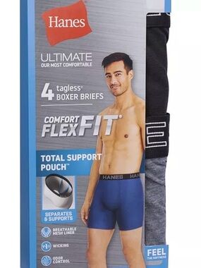 Hanes Men’s Boxer Briefs - Blue, Black & Gray